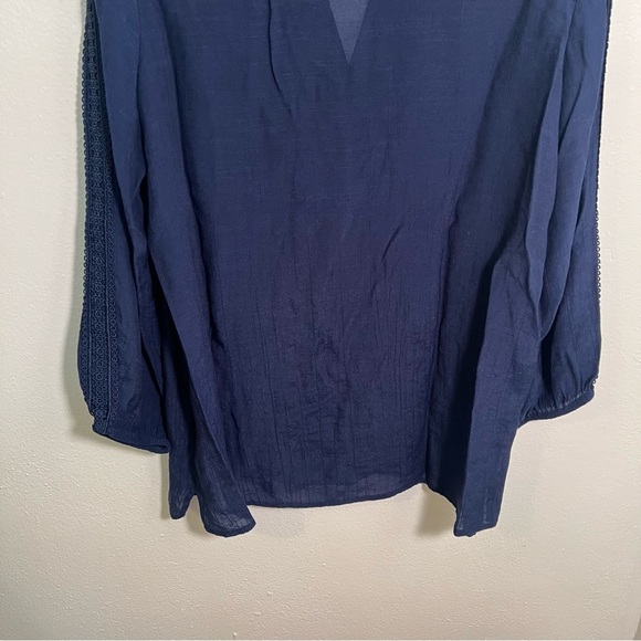 Counterparts Split Neck Blouse Navy Blue L - Picture 8 of 10